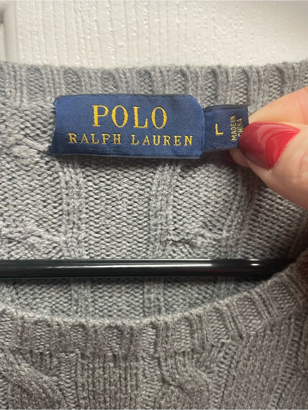 Ralph Lauren Gray Cable-Knit Crewneck Sweater - Picture 2 of 4